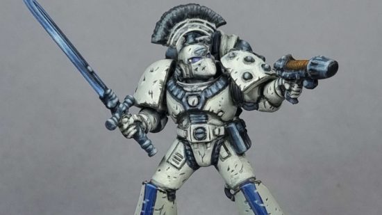 Warhammer 40k starter set paint challenge entrant Gonders white armored Space Marine sergeant