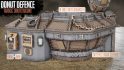 Warhammer 40k terrain from the Donut Defence Kickstarter - side view of a heavily reinforced donut shop