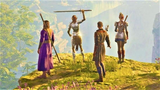 Baldur's Gate 3 review - Larian image of a four-person BG3 party