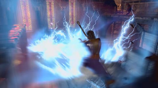 Baldur's Gate 3 spells - Larian image of a lightning spell being cast