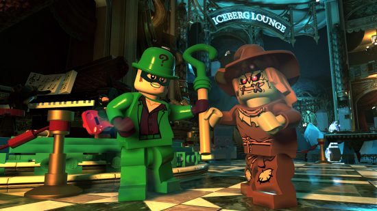 Best Lego Games - Lego DC Super-Villains, Lego versions of Joker and Scarecrow in a lego version of Gotham City
