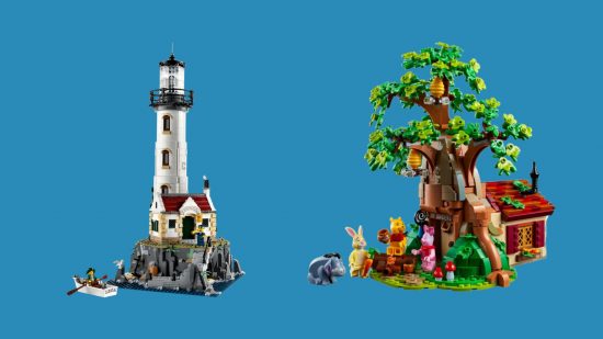 Best Lego Ideas sets - image shows a Lego lighthouse and Winnie the Pooh set.