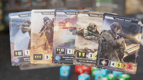Call of Duty the board game preview - combat cards, a selection of cards offering different combat choices