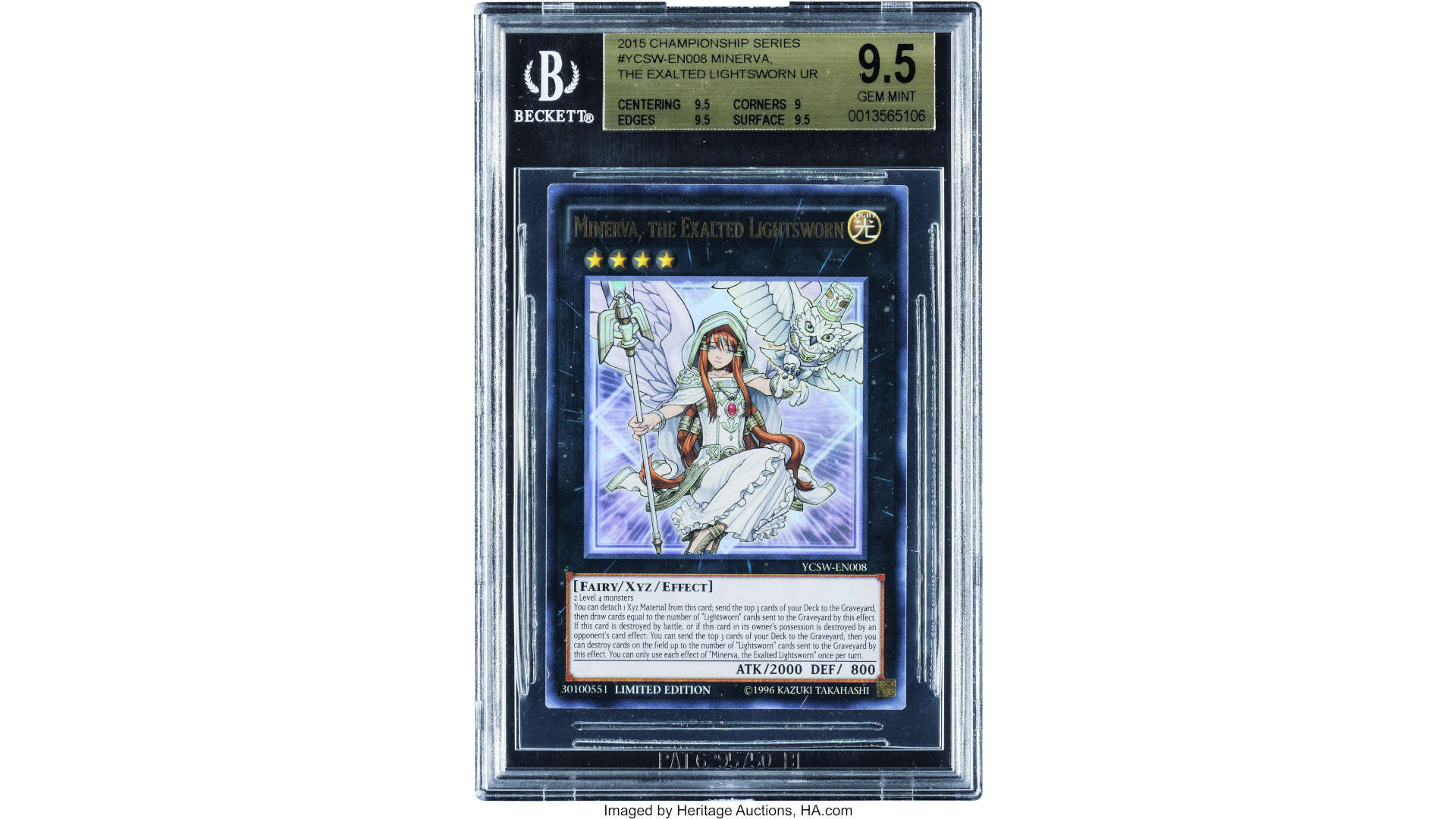 Expensive Yu-Gi-Oh! cards - Minerva Exalted Lightsworn Ultra-rare version from the Yu-Gi-Oh! 2015 championship series