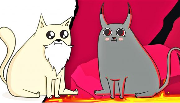 Exploding Kittens Good vs Evil art of Godcat and Devilcat