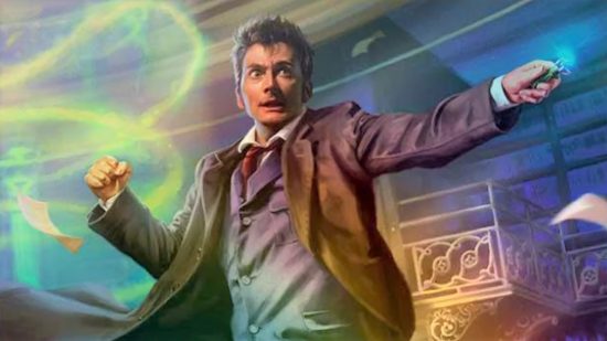 MTG Universes Beyond art showing David Tennant as the doctor