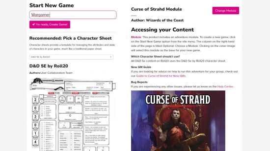 Roll20 tutorial - create a new game web page on Roll20