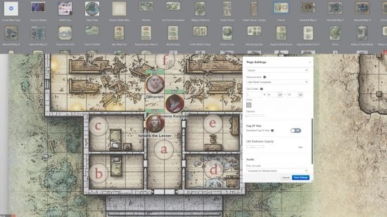 Roll20 tutorial - page settings in Roll20 campaign