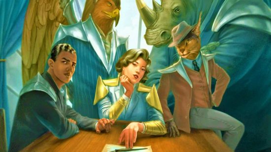 TCGPlayer unfair labor charges - Wizards of the Coast art of fantasy lawyers pushing a contract across a table