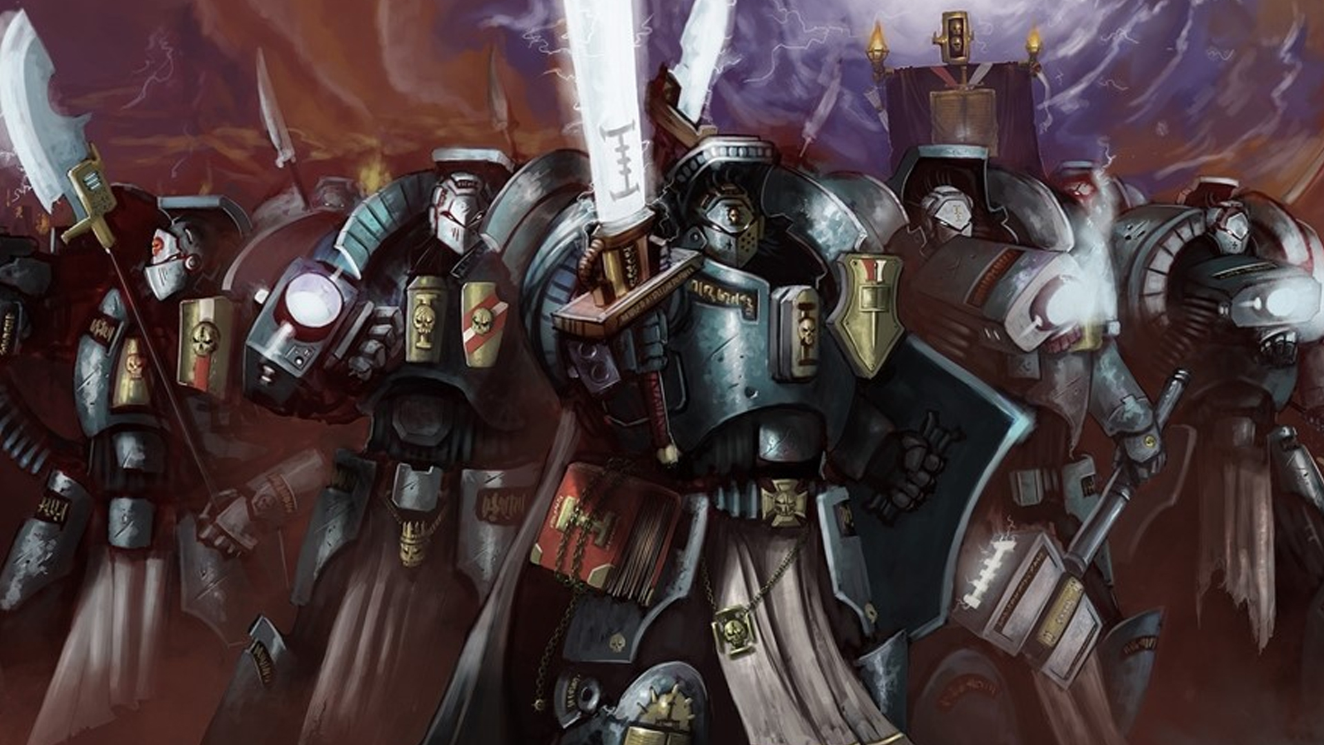Warhammer 40k Malcador the Sigillite guide - Games Workshop artwork showing the Grey Knights, specialist psyker Space Marines conceived of and set up by Malcador the Sigillite
