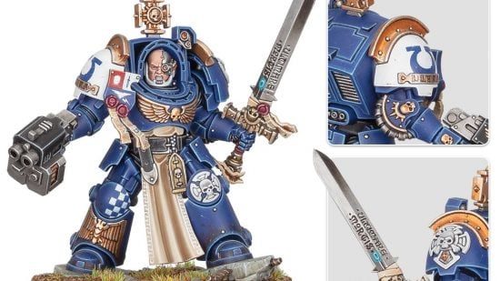 Warhammer 40k Space Marine Terminator Captain - a warrior in heavy Terminator armor, wielding a relic blade and combi bolter