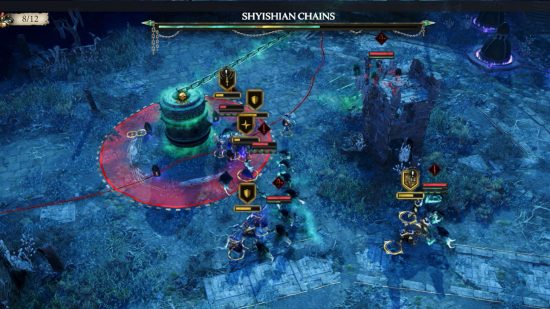 Warhammer Age of Sigmar Realms of Ruin Nighthaunt gameplay - a battle to grab a control point in Realms of Ruin's second campaign mission