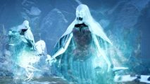Warhammer Age of Sigmar Realms of Ruin conquest mode - a Nighthaunt Myrmourn Banshee, a pallid ghost with a skeletal face and armored cuirass