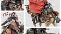 Warhammer Cities of Sigmar Freeguild Cavalier Marshal details - a knight on a barded warhorse, bedecked with stowage and heavy armor