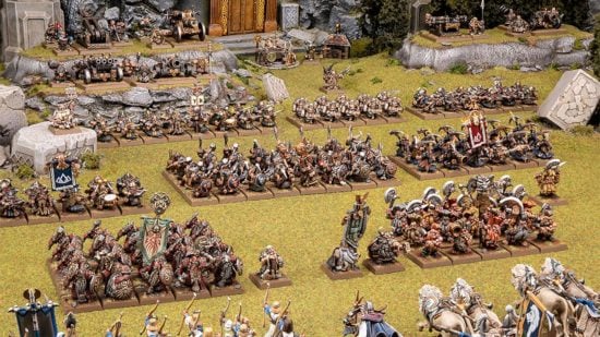 Warhammer The Old World - an army of Dwarfs, with massed infantry and heavy warmachines