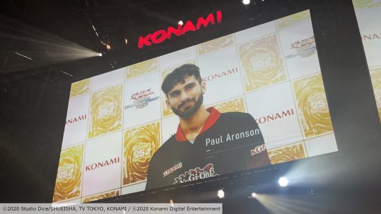 New Yu-Gi-Oh! World Champion Paulie Aronson in the pre-game clip before taking the trophy