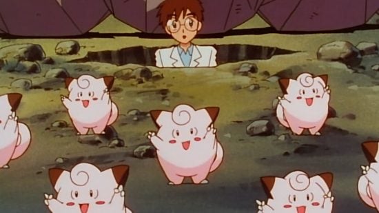 All Pokémon types guide - Pokémon TV series screenshot showing Clefairy, a fairy type
