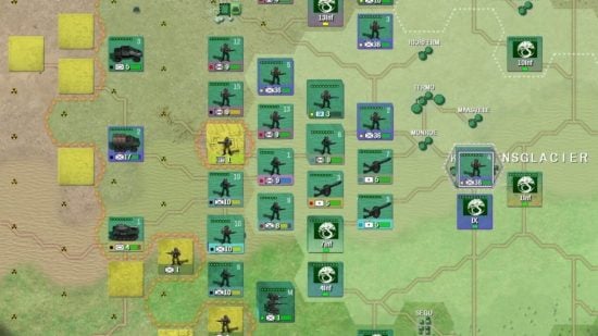 Best 4X games guide - Shadow Empire screenshot showing a war taking place on the game map, with multiple different military units