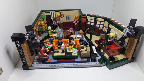 Best Lego Ideas sets: Friends Central Perk. Image shows the set assembled with all the characters in it.