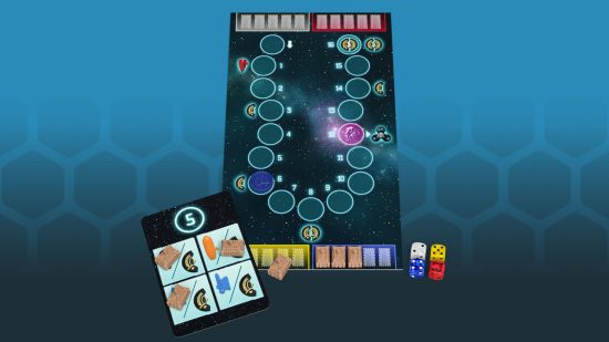 Catan Starfarers New Encounters board game expansion - Catan Studio image showing the new extra game board and components from the New Encounters expansion