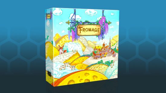Fromage board game box on blue background