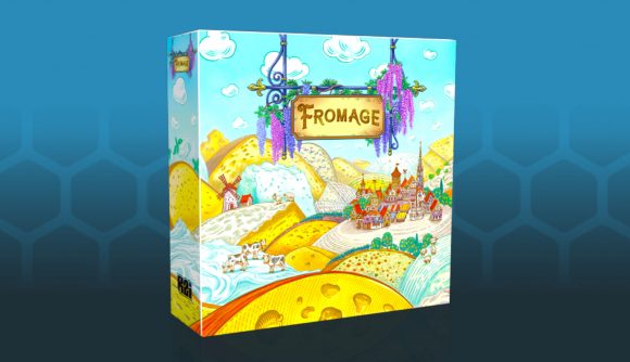 Fromage board game box on blue background