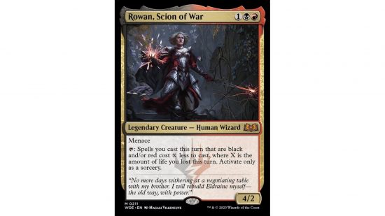 MTG Wilds of Eldraine Commander card Rowan, Scion of War