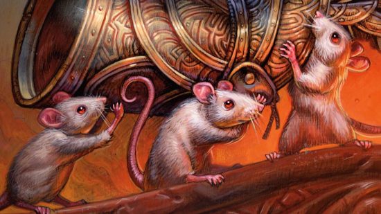MTG wilds of eldraine mice carrying a gauntlet