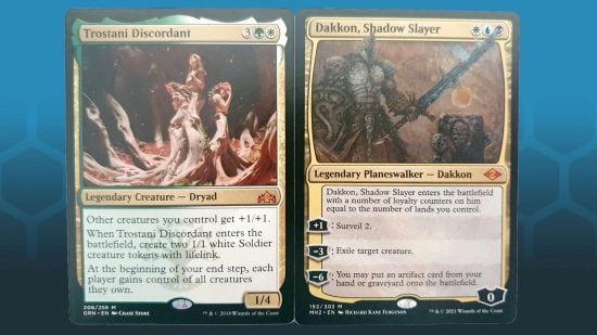 MTG Card rarity - mythic rare cards, Dakkon Shadow Slayer, and Tristani Discordant