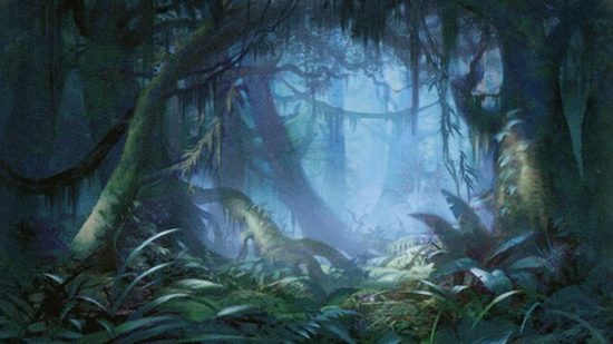 Wizards of the Coast artwork from Misty Forest, one of the MTG fetch lands