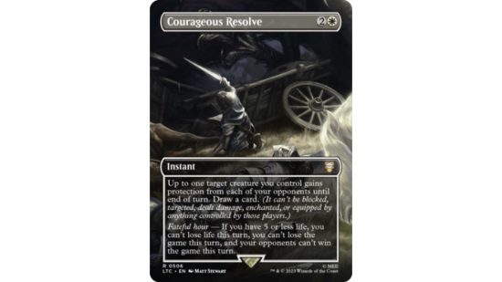The MTG lord of the rings card Corageous Resolve