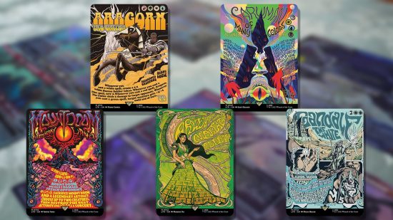 MTG Lord of the Rings cards redesigned as hippie band posters