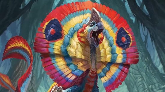 MTG Lost Caverns of Ixalan release date - a frilled dinosaur