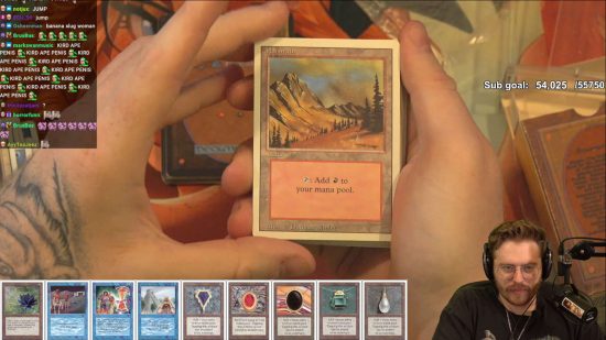 MTG vintage repack scam - revised edition mountain packed into an Unlimited starter deck box