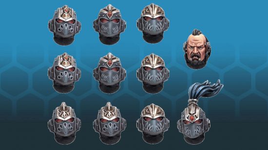 Space Marine character - runic Space Wovles helmets for MKVI power armor