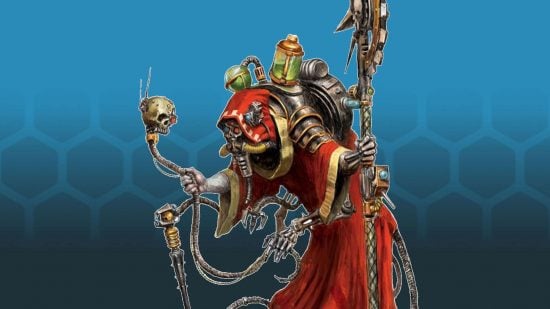 Warhammer 40k faction balance update fall 2023 - a cyborg tech-priest of the Adeptus Mechanicus