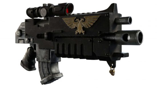 Warhammer 40k Space Marine 2 weapons - bolt rifle, a massive assault rifle