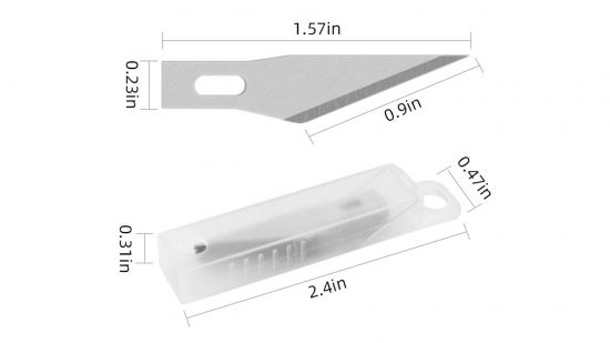 Best hobby knife blades - dimensions of a no.11 X-Acto knife blade, 1.57in head, 0.23in head, 0.9in blade edge