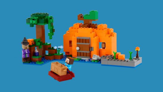 Best Lego horror sets: the Minecraft Pumpkin Farm. Image shows the fully constructed set.