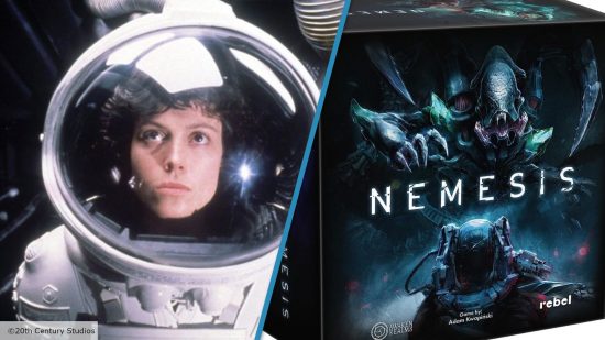 Sigourney Weaver as Ellen Ripley in Alien, and the board game Nemesis