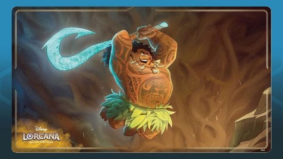 Disney Lorcana sets - The First Chapter playmat with art of Maui leaping through the air