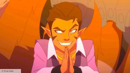 Legend of Vox Machina season 3 release date - Prime Video still of Scanlan rubbing his hands together with a smirk