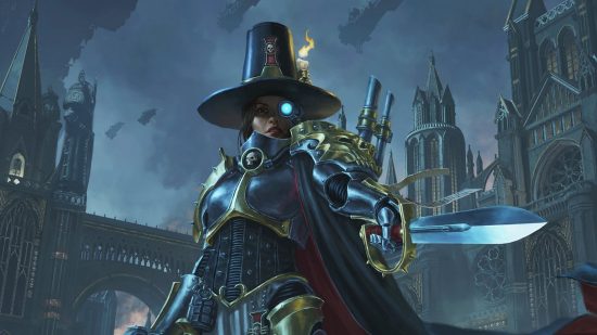 MTG Universes Beyond - Inquisitor Greyfax with a cool top hat.