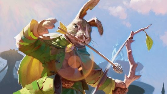 MTG Bloomburrow art showing a rabbit archer
