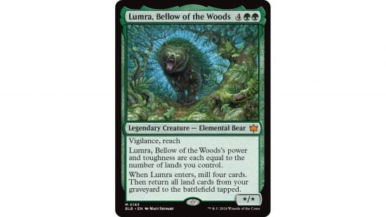 The MTG Bloomburrow card Lumbra, Bellow of the Woods