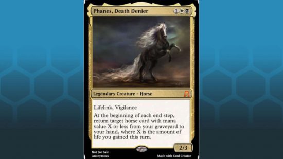 Custom MTG horse card Phanes, Death Denier by Kane Benjamin