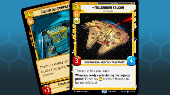 Star Wars Unlimited cards, Smuggling Compartment and Millennium Falcon