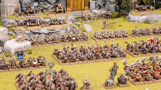 Warhammer Day previews 2023 - Games Workshop photo showing a large painted army of Dwarfs for Warhammer The Old World