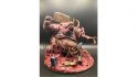 Swine Prince from Darkest Dungeon converted from a Nurgle Daemon - A grotesque, rotting, pig-faced beast in a crown, wielding a huge rusted cleaver, intestines spilling from its stomach