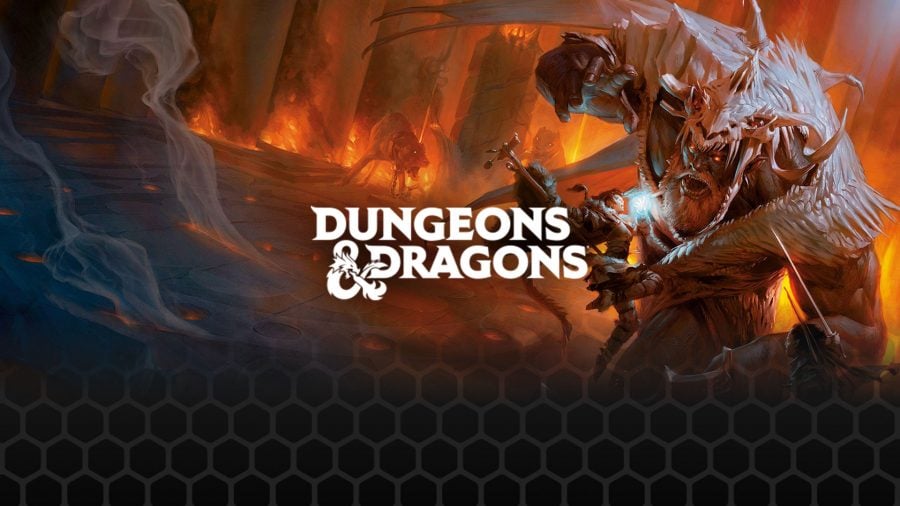 Dungeons and Dragons news, guides, and reviews - Wizards of the Coast artwork and logo showing DnD characters battling a giant